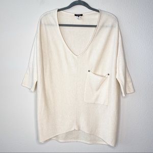 KERISMA • Ivory Raven V Neck Oversized Sweater